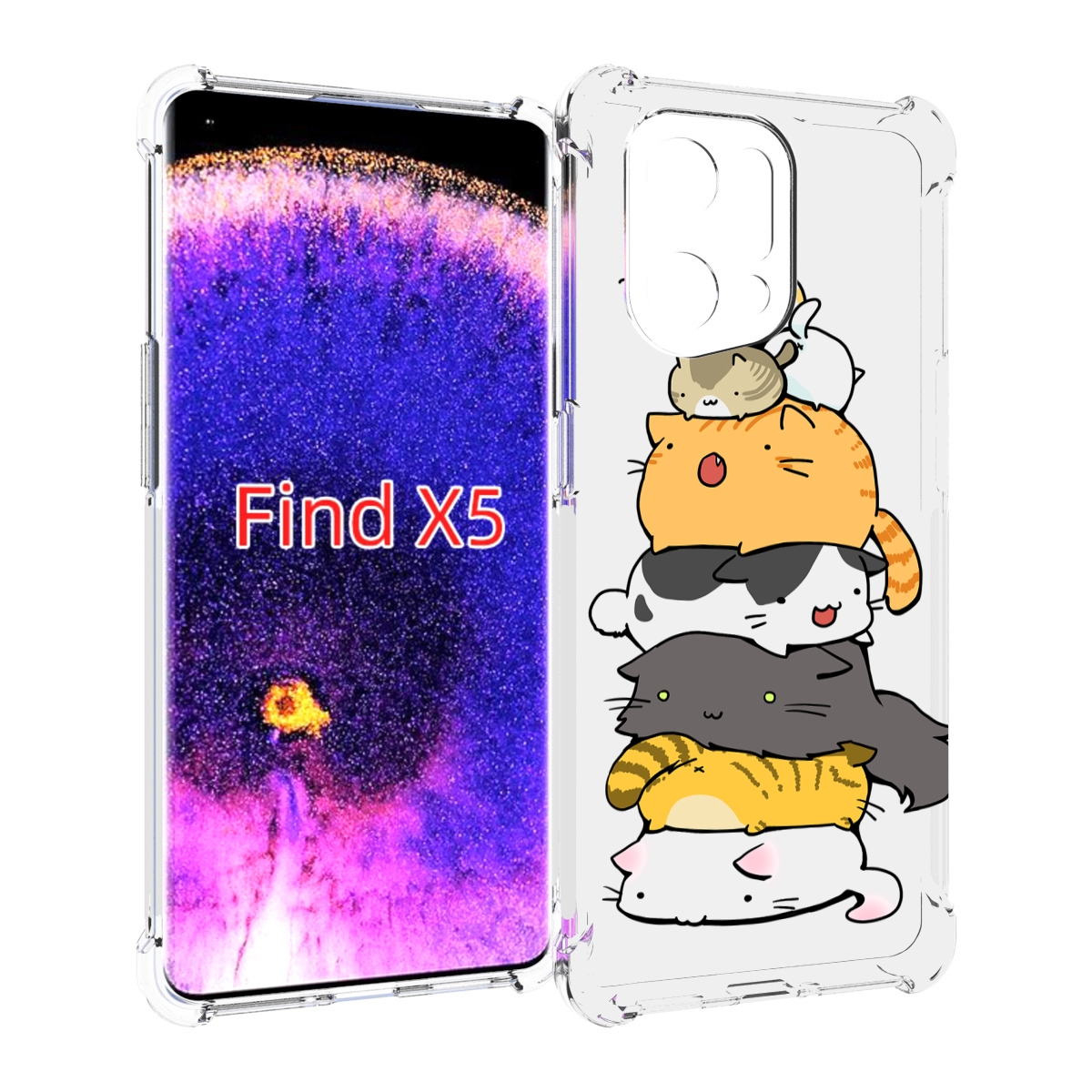 

Чехол MyPads много-маленьких-котиков для Oppo Find X5, Прозрачный, Tocco