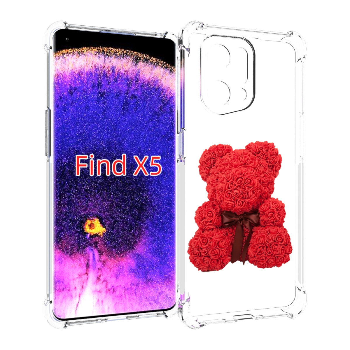 

Чехол MyPads мишка-из-розочек для Oppo Find X5, Прозрачный, Tocco
