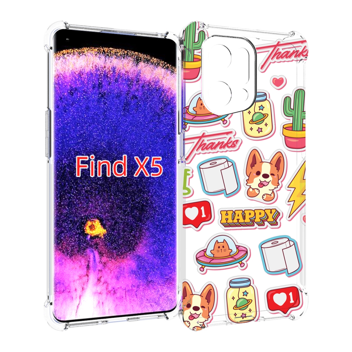 

Чехол MyPads милые-стикеры-корги для Oppo Find X5, Прозрачный, Tocco