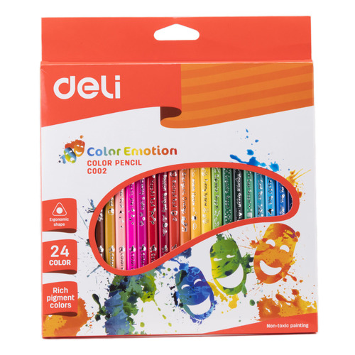 фото Упаковка карандашей цветных deli color emotion ec00220 трехгранный липа 24 цв. 24шт
