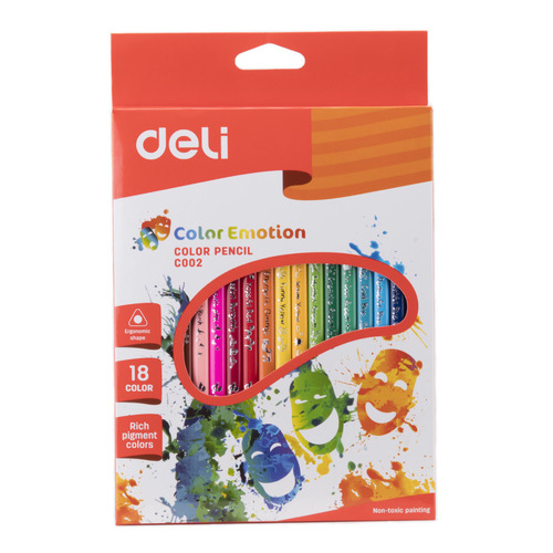 фото Упаковка карандашей цветных deli color emotion ec00210 трехгранный липа 18 цв.