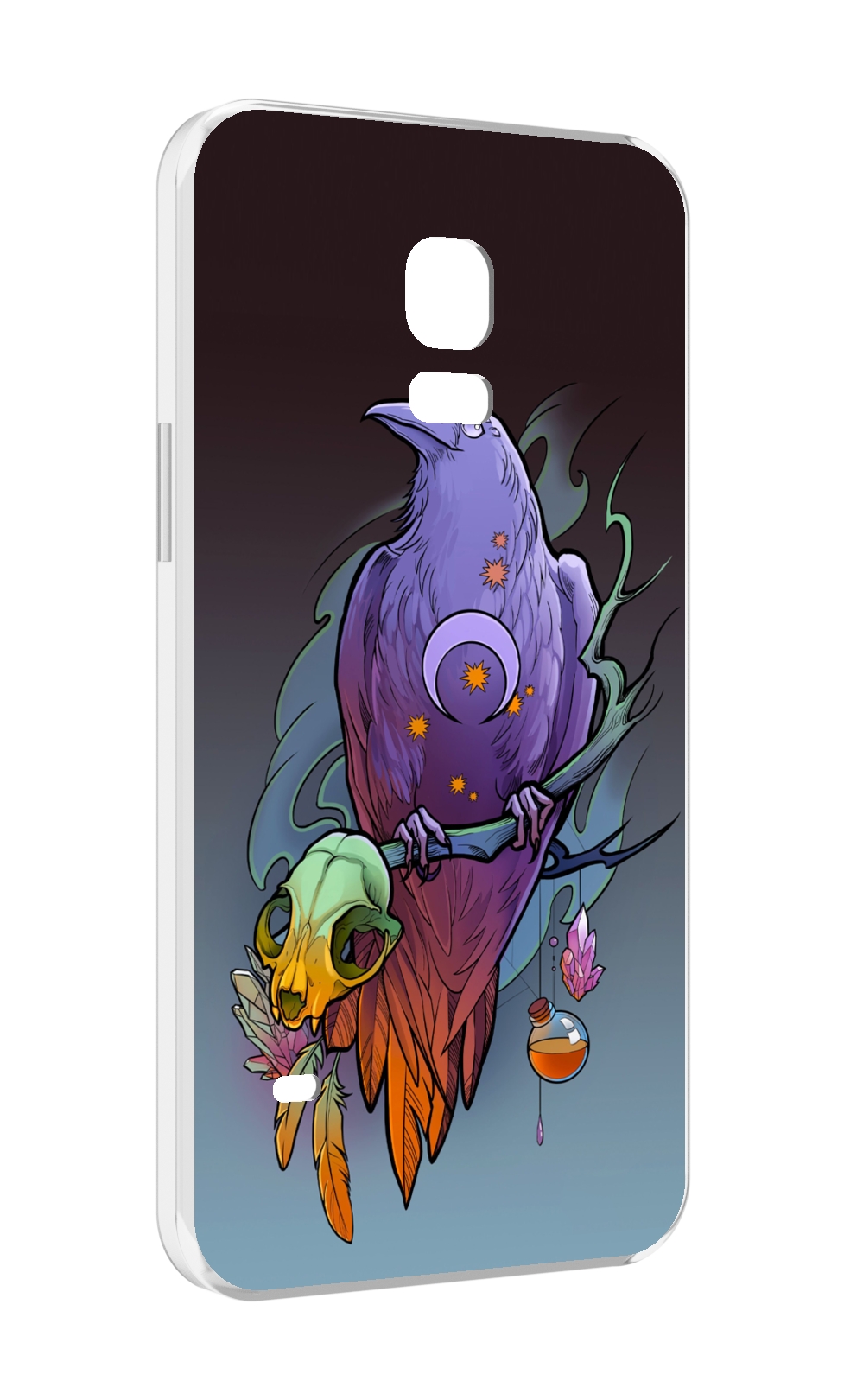 

Чехол MyPads фиолетовый ворон на ветке для Samsung Galaxy S5 mini, Прозрачный, Tocco