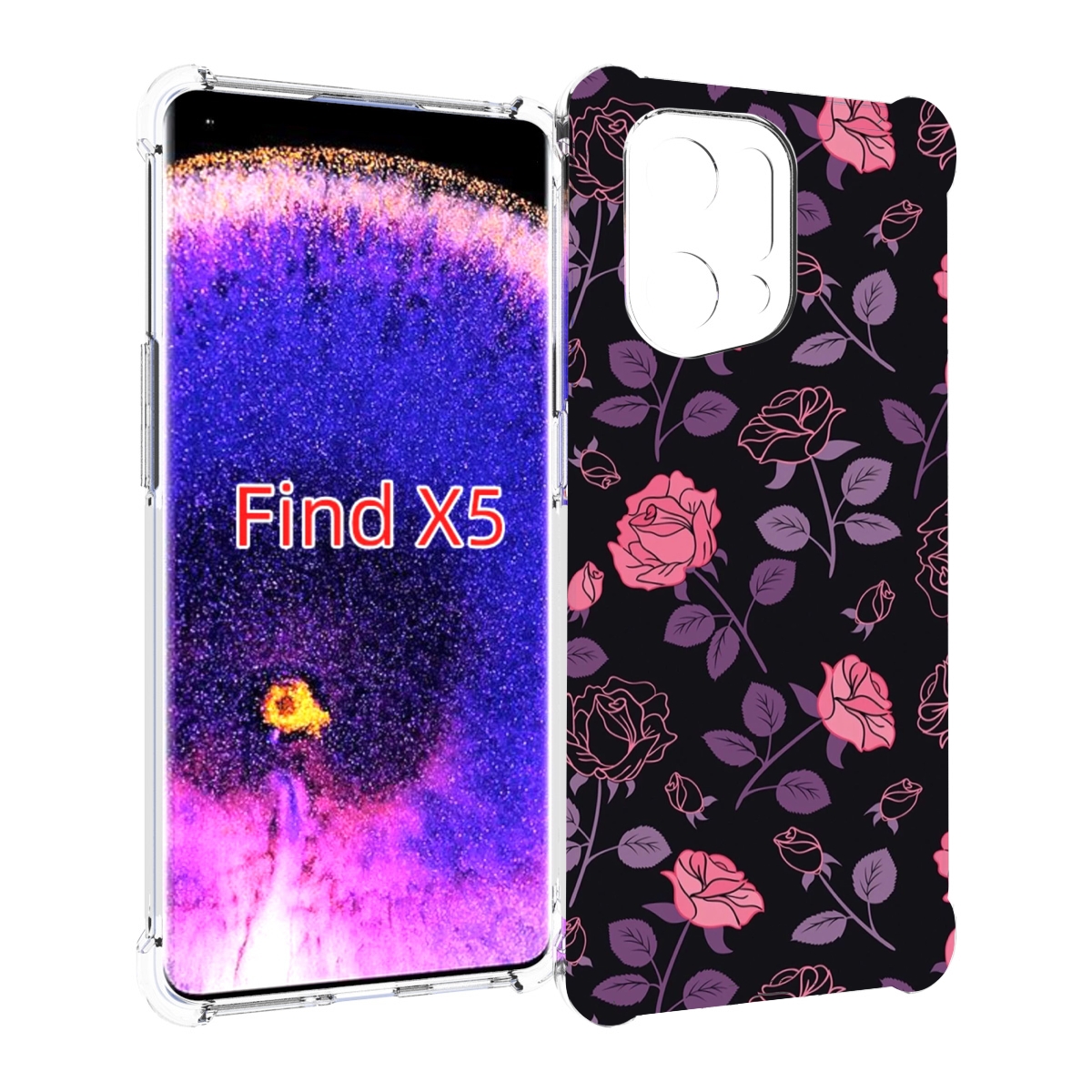 

Чехол MyPads маленькие розочки на черном фоне женский для Oppo Find X5, Прозрачный, Tocco