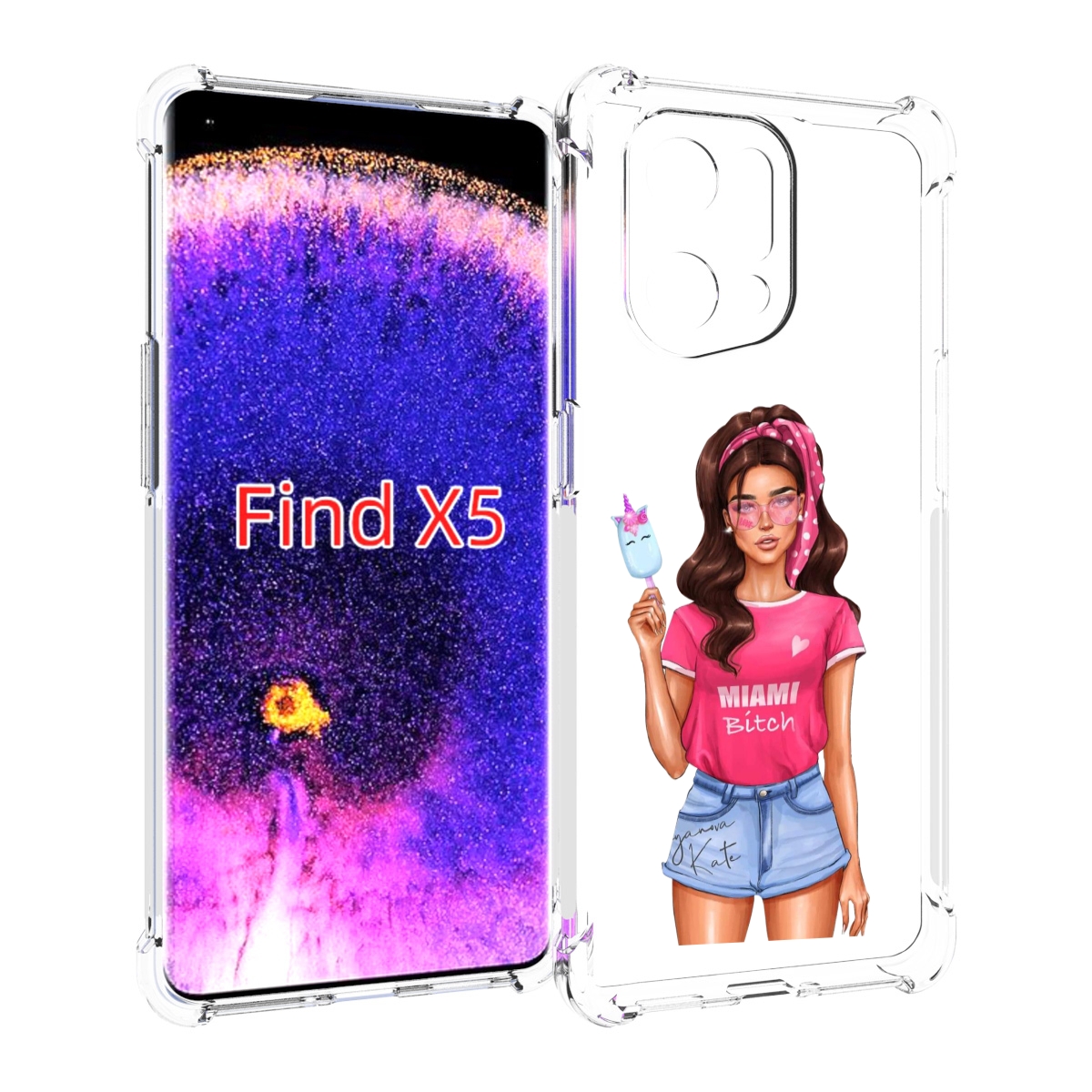 

Чехол MyPads майами-битч женский для Oppo Find X5, Прозрачный, Tocco