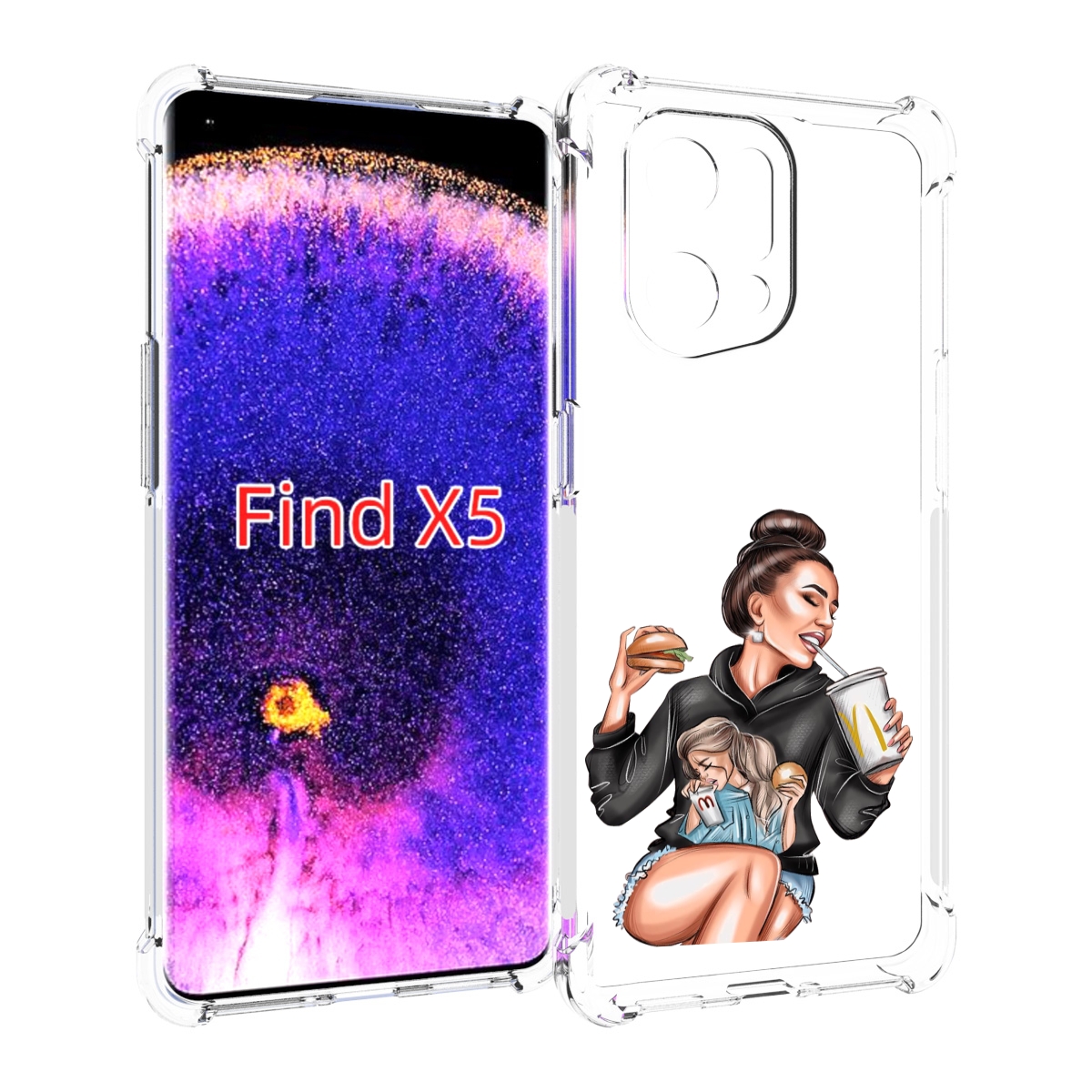 

Чехол MyPads любительница-макдональдс женский для Oppo Find X5, Прозрачный, Tocco