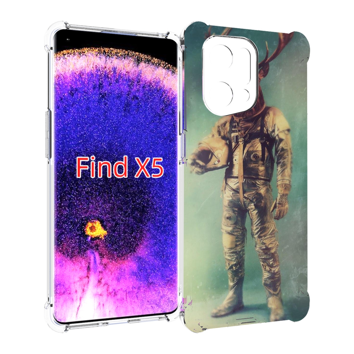 

Чехол MyPads лось космонавт для Oppo Find X5, Прозрачный, Tocco