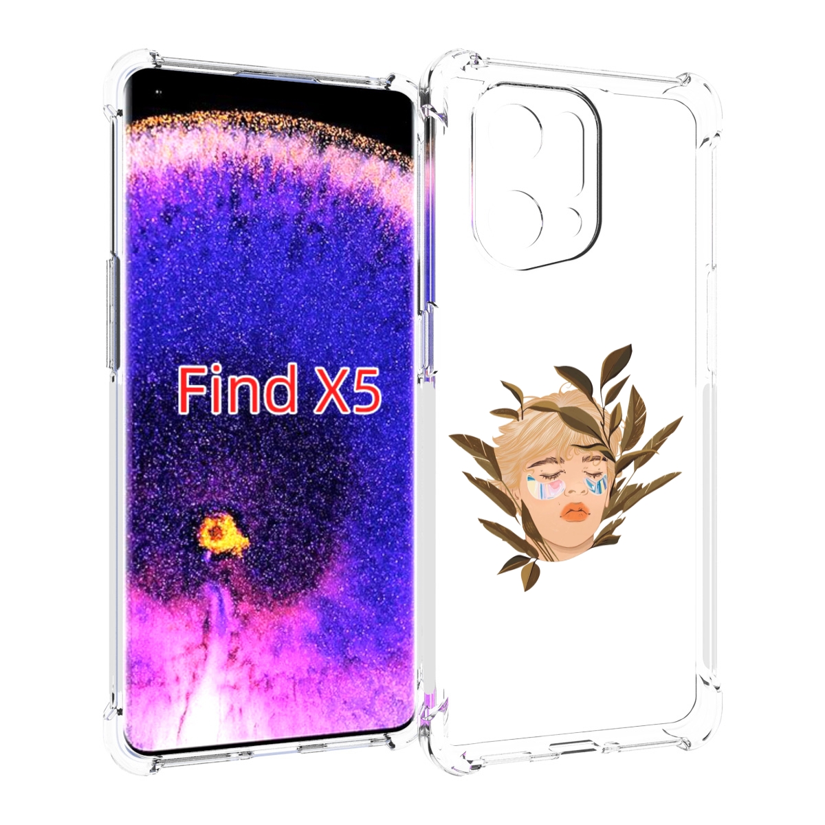 

Чехол MyPads лицо-с-патчами для Oppo Find X5, Прозрачный, Tocco
