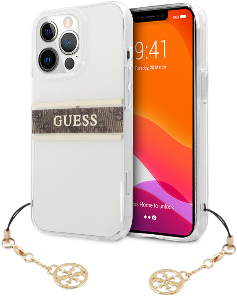 фото Чехол cg mobile guess pc/tpu 4g stripe hard + gold charm для iphone 13 pro max