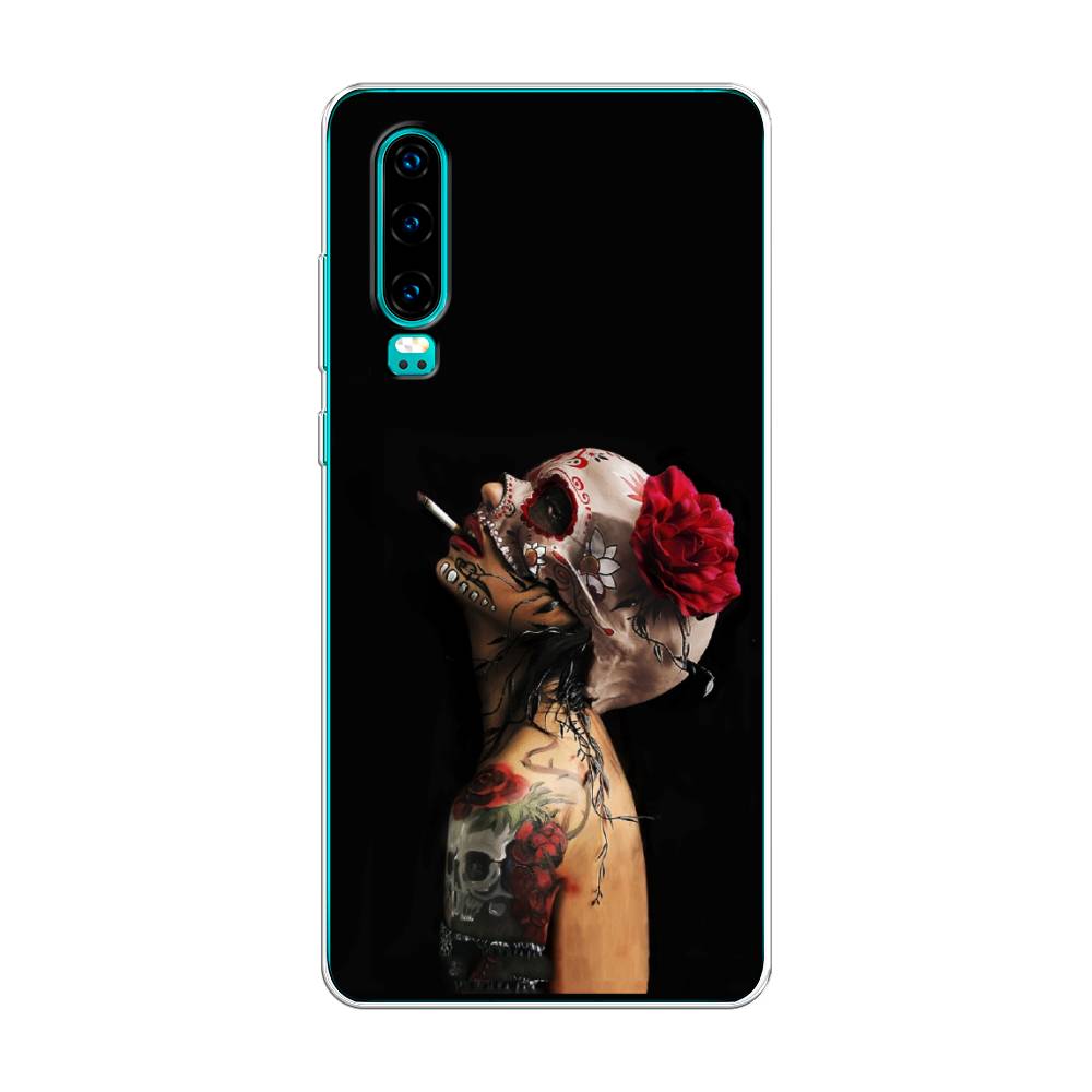 

Чехол Awog на Huawei P30 "Девушка с черепом", Черный;красный;бежевый, 68550-9