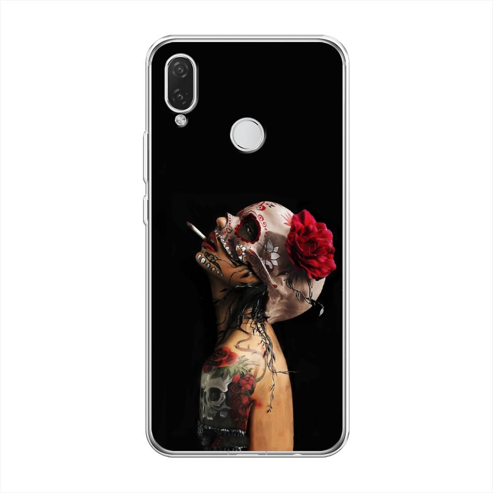 

Чехол Awog на Huawei Nova 3i "Девушка с черепом", Черный;красный;бежевый, 68350-9