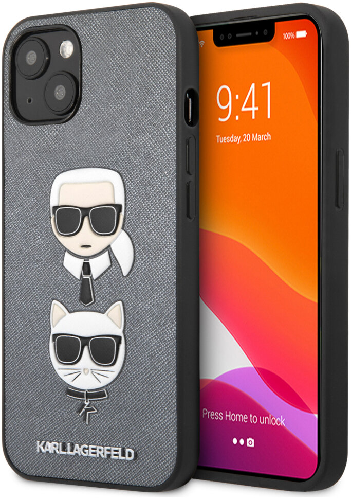 фото Чехол cg mobile karl lagerfeld pu saffiano karl & choupette heads hard для iphone 13