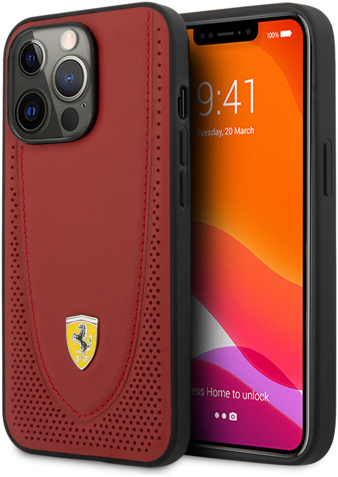 фото Чехол cg mobile ferrari genuine leather curved with metal logo для iphone 13 pro max