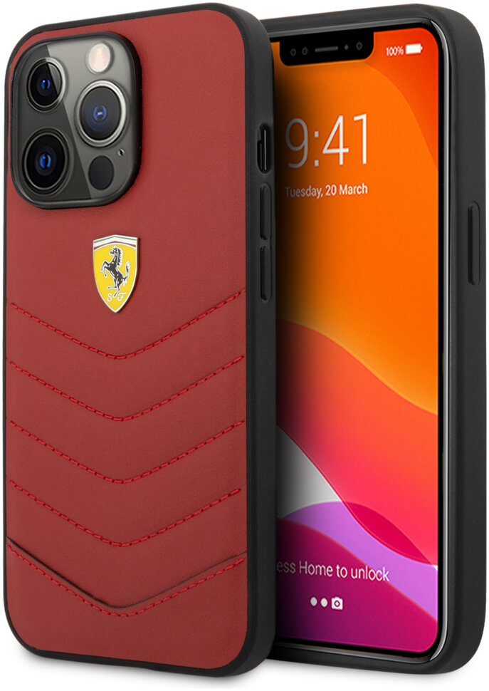 фото Чехол cg mobile ferrari genuine leather quilted with metal logo для iphone 13 pro