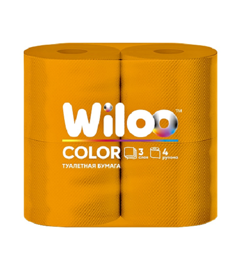 Бумага туалетная Wiloo оранжевая 3-слойная 4 рулона туалетная бумага focus 2 слойная 64 рулона по 16 2 м economic choice