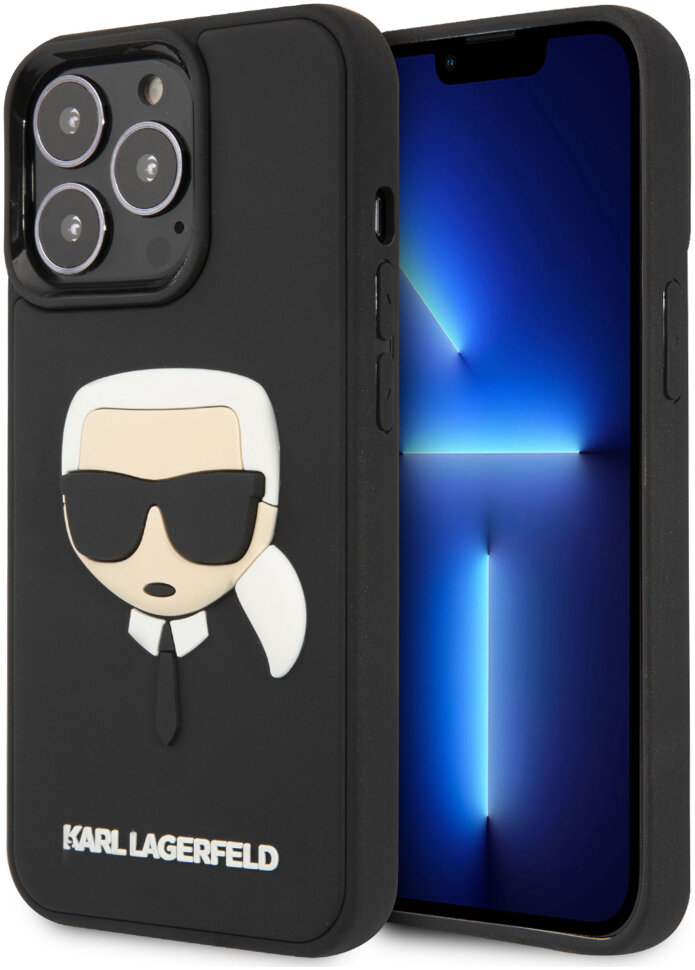 фото Чехол cg mobile karl lagerfeld 3d rubber karl's head hard для iphone 13 pro klhcp13lkh3dbk