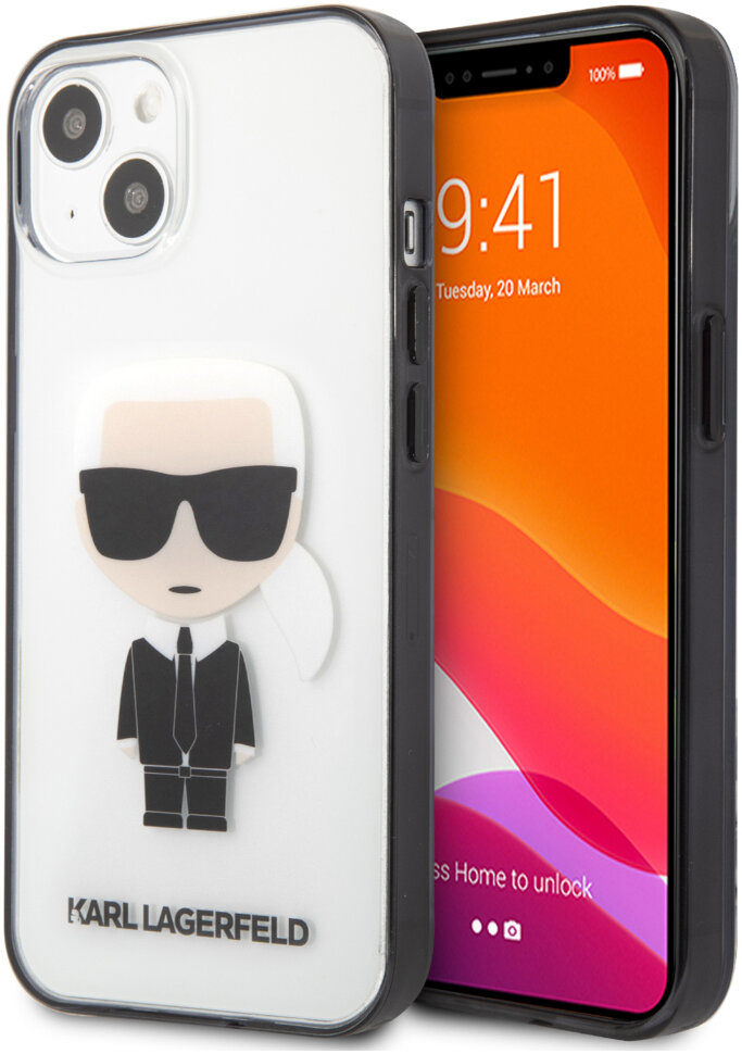 фото Чехол cg mobile karl lagerfeld pc/tpu ikonik karl hard для iphone 13 klhcp13mhikck