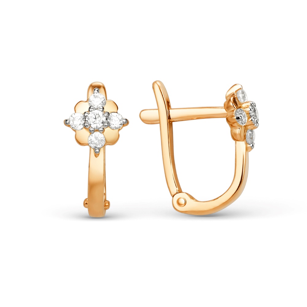 

Серьги из красного золота 585Gold 602001760, фианит, 602001760