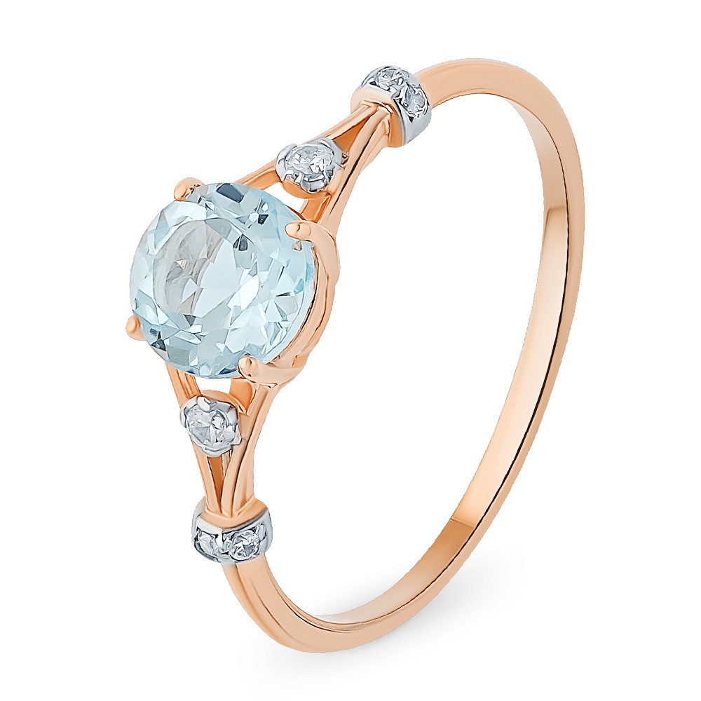 

Кольцо из золота р. , 585Gold 201015037, топаз\фианит, 201015037