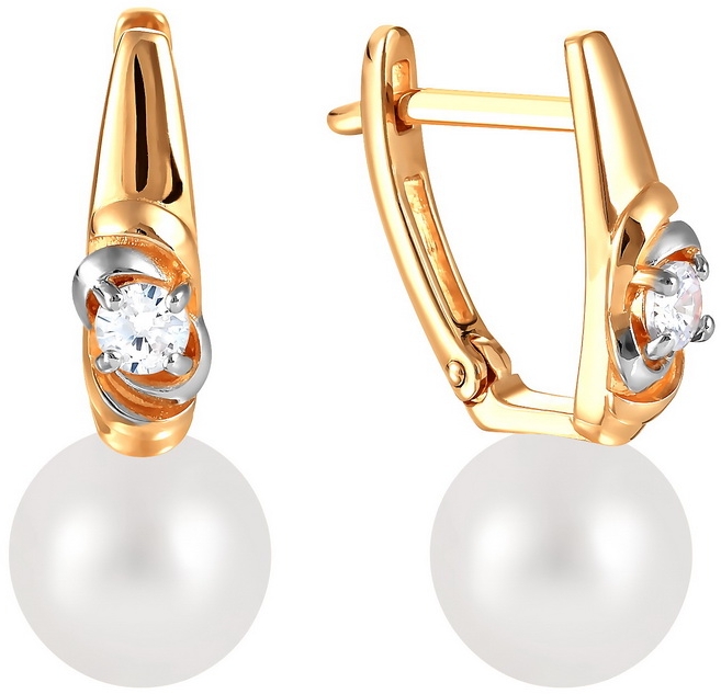 

Серьги женские из золота Примаэксклюзив 290-1-1055Р, жемчуг/фианит, 290-1-1055Р