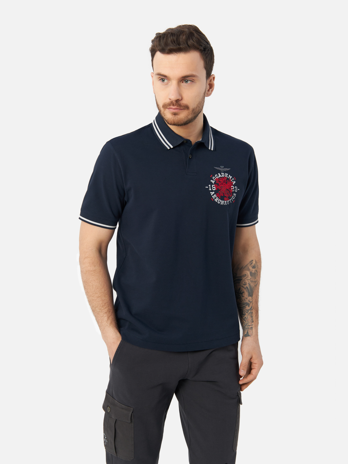 

Футболка мужская Aeronautica Militare PO1751P309 синяя S, Синий, PO1751P309