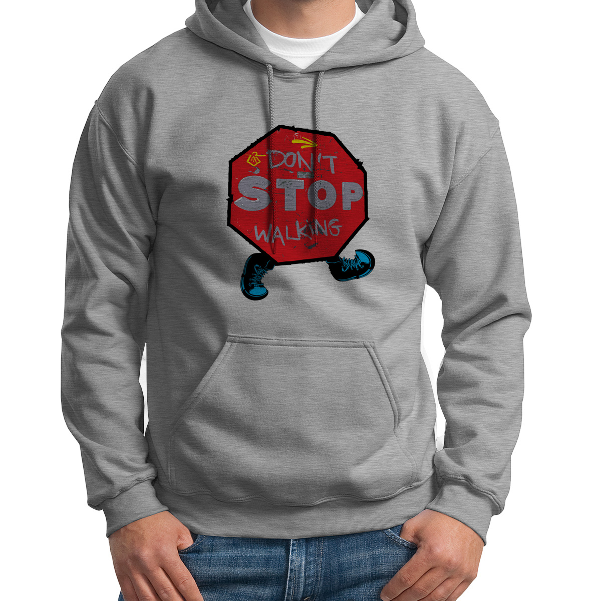 

Худи унисекс CoolPodarok Dont stop walking серое 44 RU, Серый, 4S015740