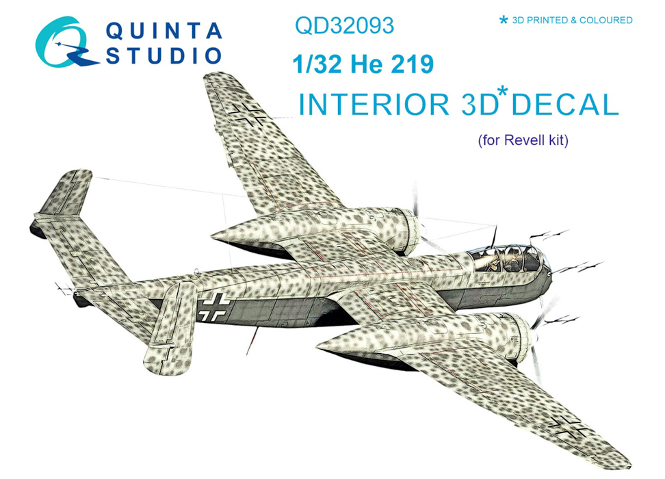 

QD32093 3D Декаль интерьера кабины He 219 Revell, Однотонный