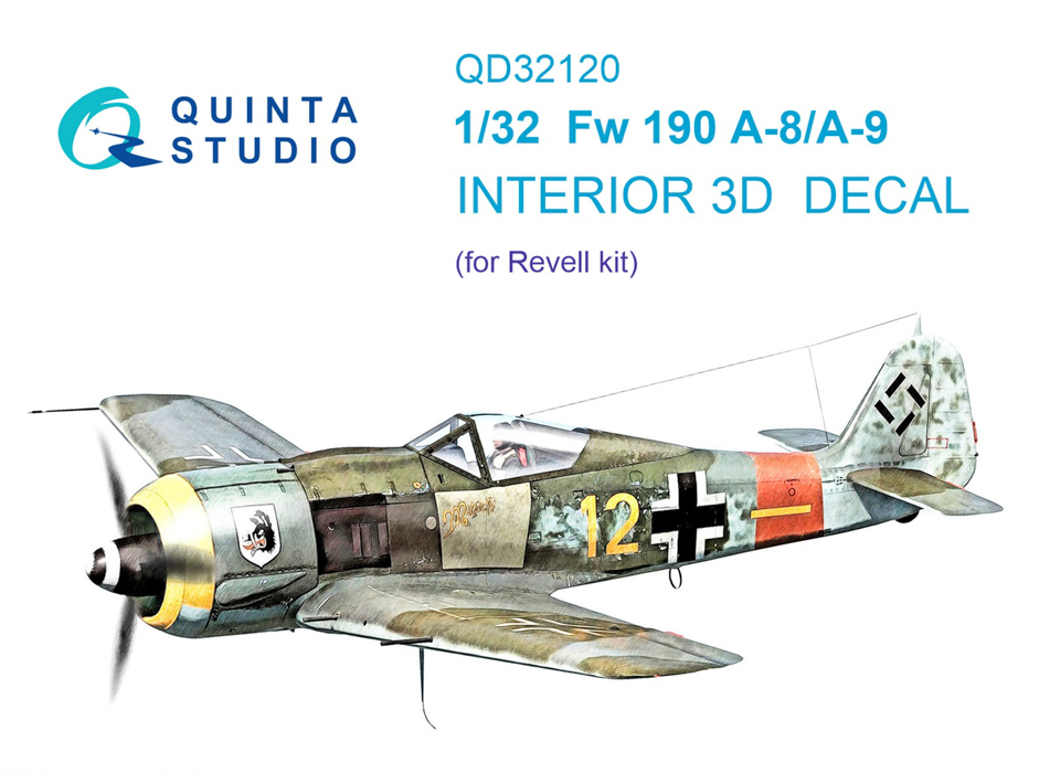 QD32120 3D Декаль интерьера кабины Fw 190 A-8/A-9 Revell