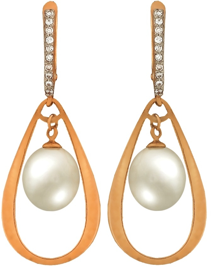

Серьги женские из золота Примаэксклюзив 290-1-299Р, жемчуг/фианит, 290-1-299Р