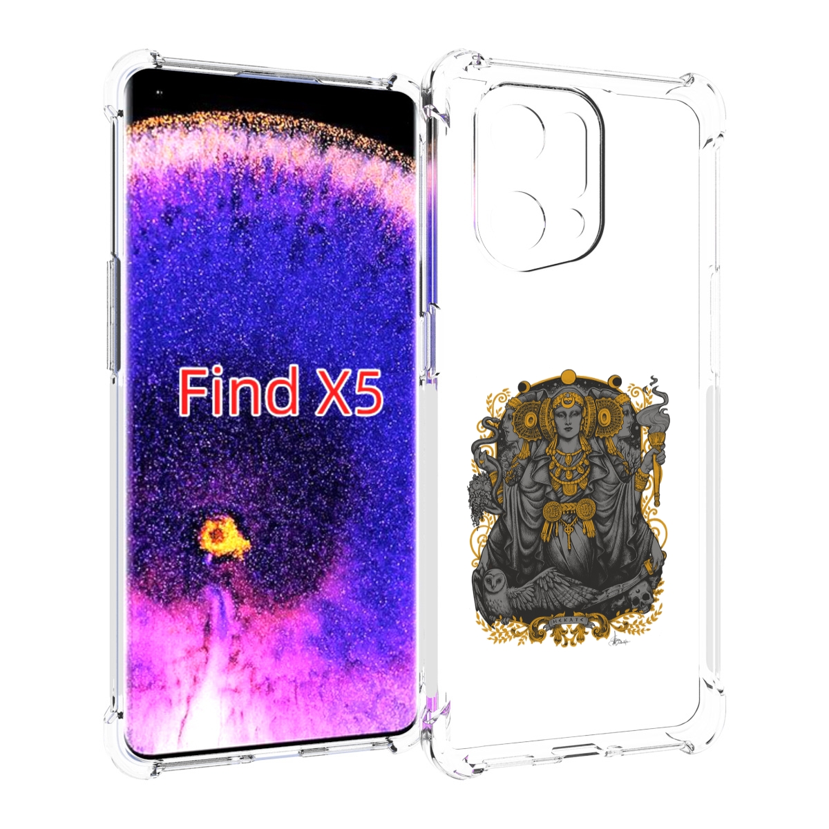 

Чехол MyPads божество с золотыми элементами для Oppo Find X5, Прозрачный, Tocco