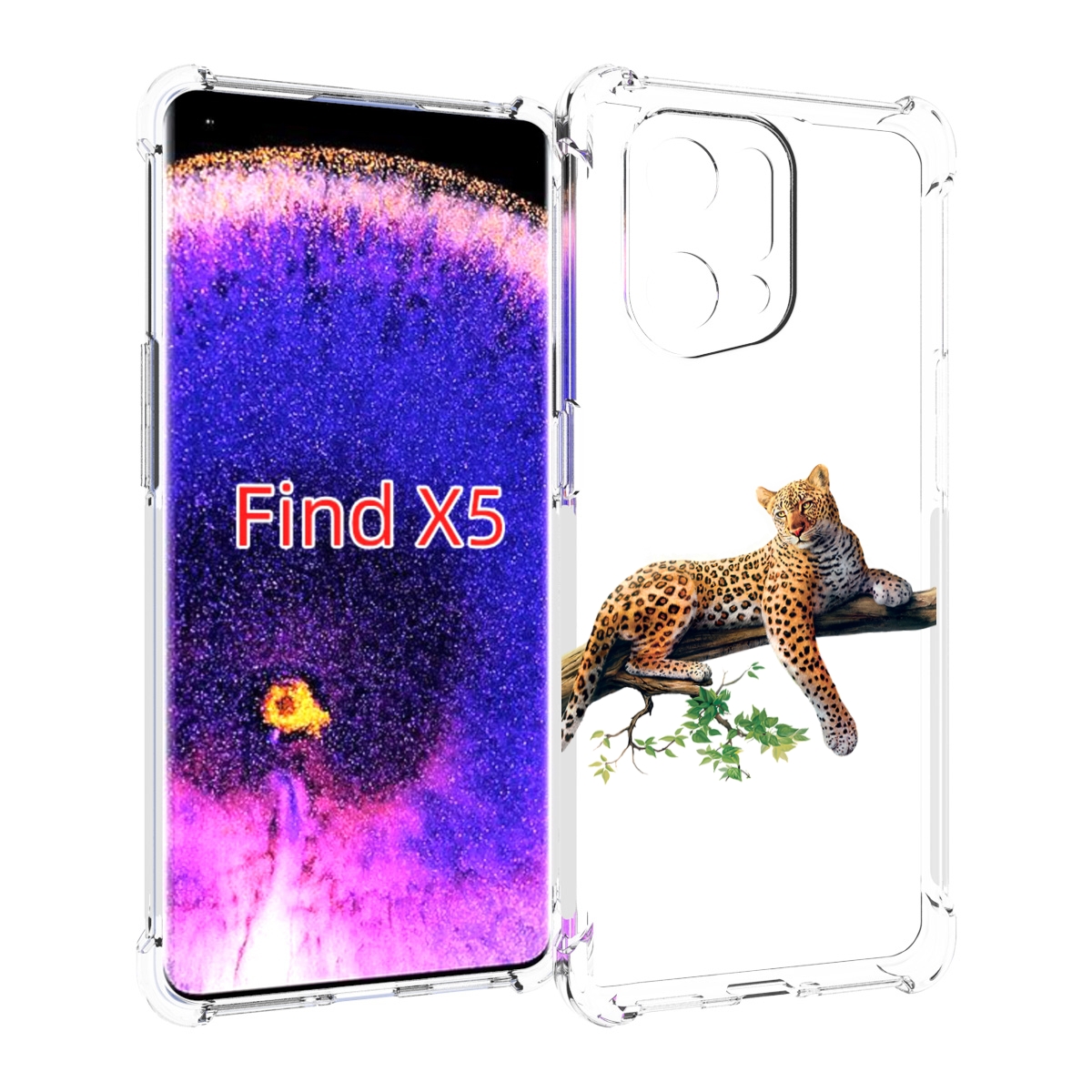 

Чехол MyPads леопард-на-дереве детский для Oppo Find X5, Прозрачный, Tocco