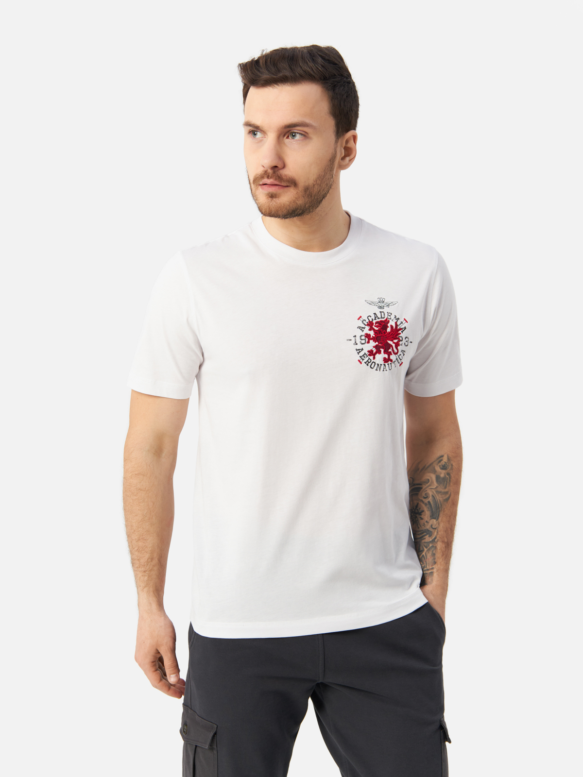 

Футболка мужская Aeronautica Militare TS2201J629 белая L, Белый, TS2201J
