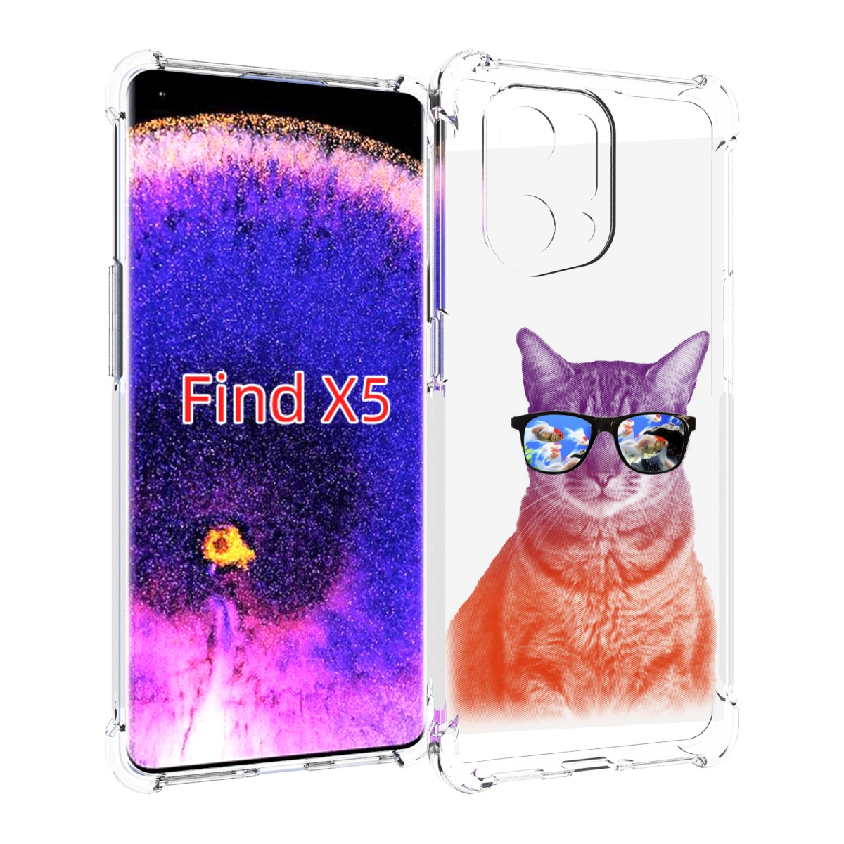 

Чехол MyPads крутой кот-2 для Oppo Find X5, Прозрачный, Tocco