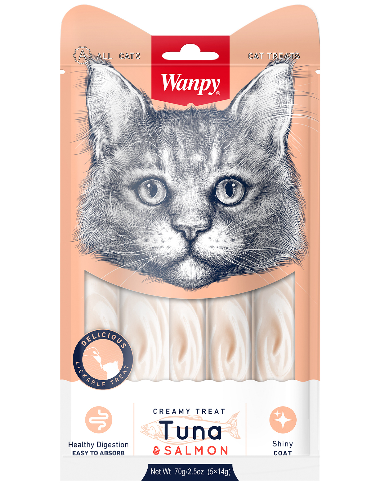 

Лакомство для кошек Wanpy, Cat «нежное пюре» из тунца и лосося, 70 г