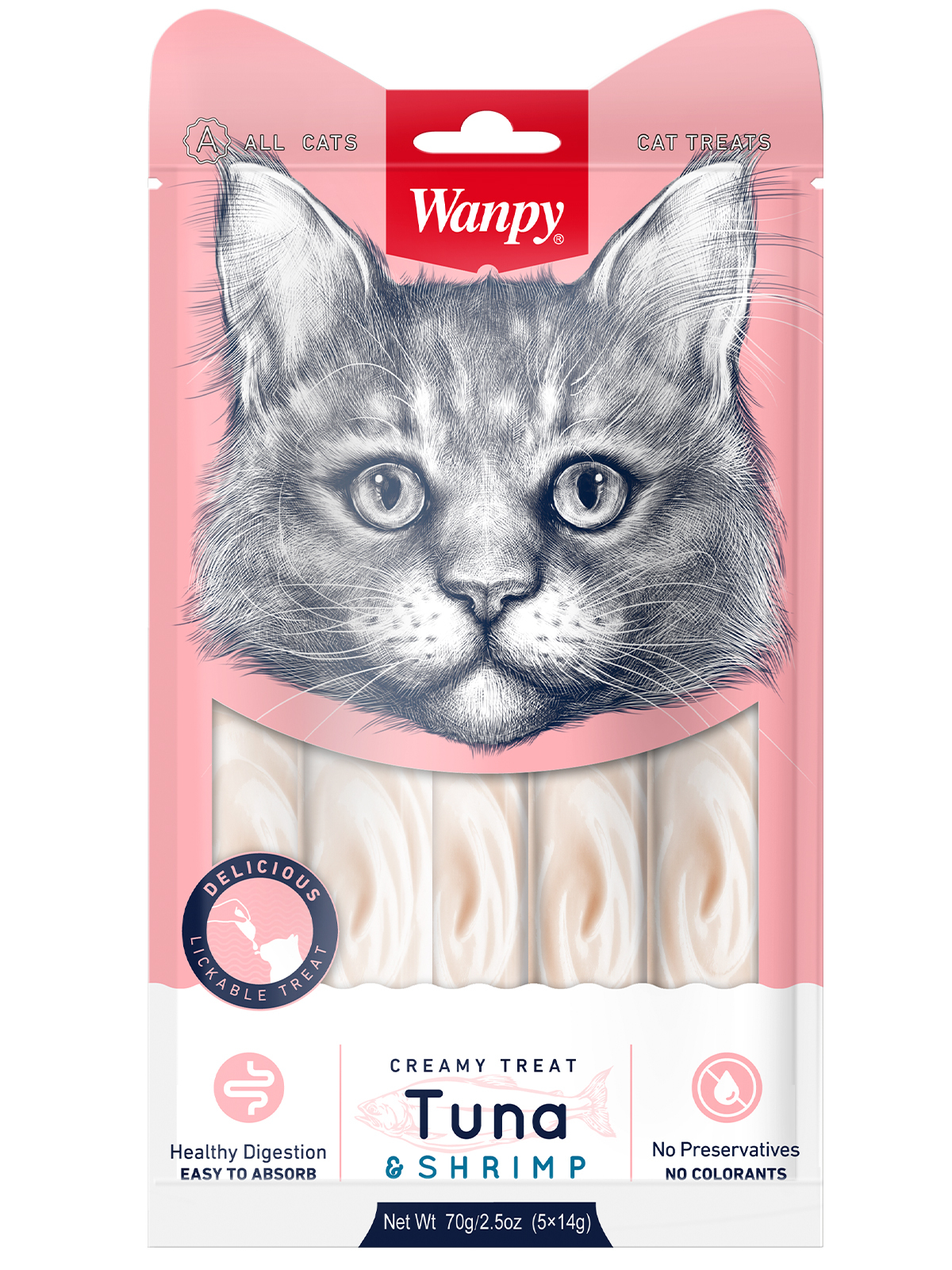 

Лакомство для кошек Wanpy, Cat «нежное пюре» из тунца и креветок, 70 г