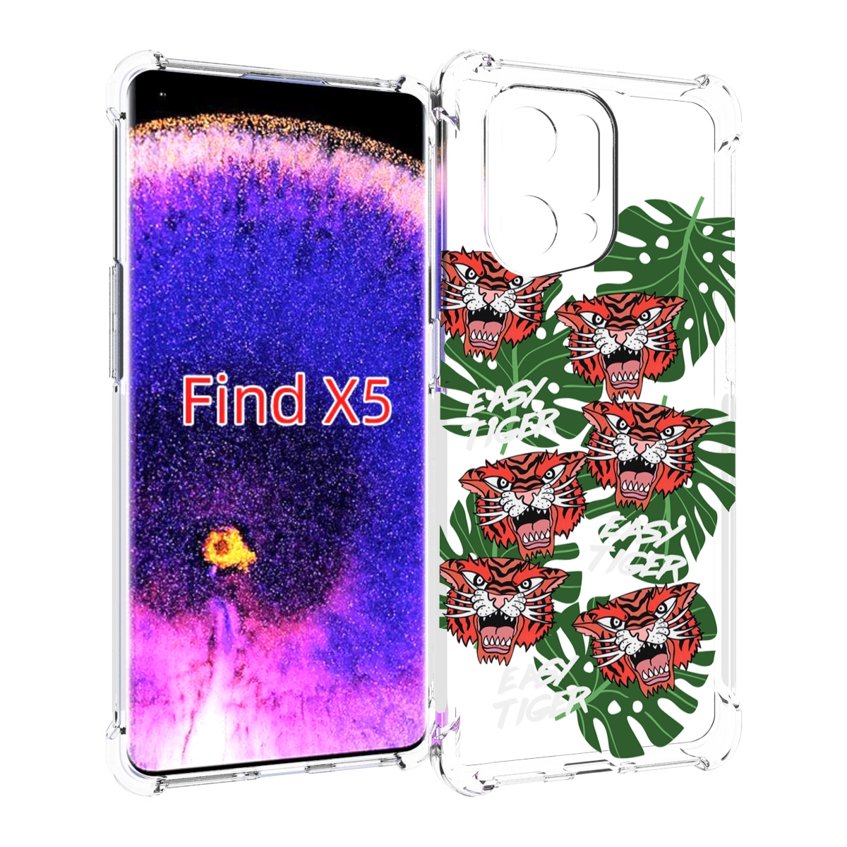 

Чехол MyPads красные-тигры для Oppo Find X5, Прозрачный, Tocco