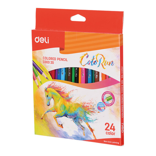 фото Упаковка карандашей цветных deli colorun ec00320 ec00320 трехгранный тополь 24 цв. 24шт