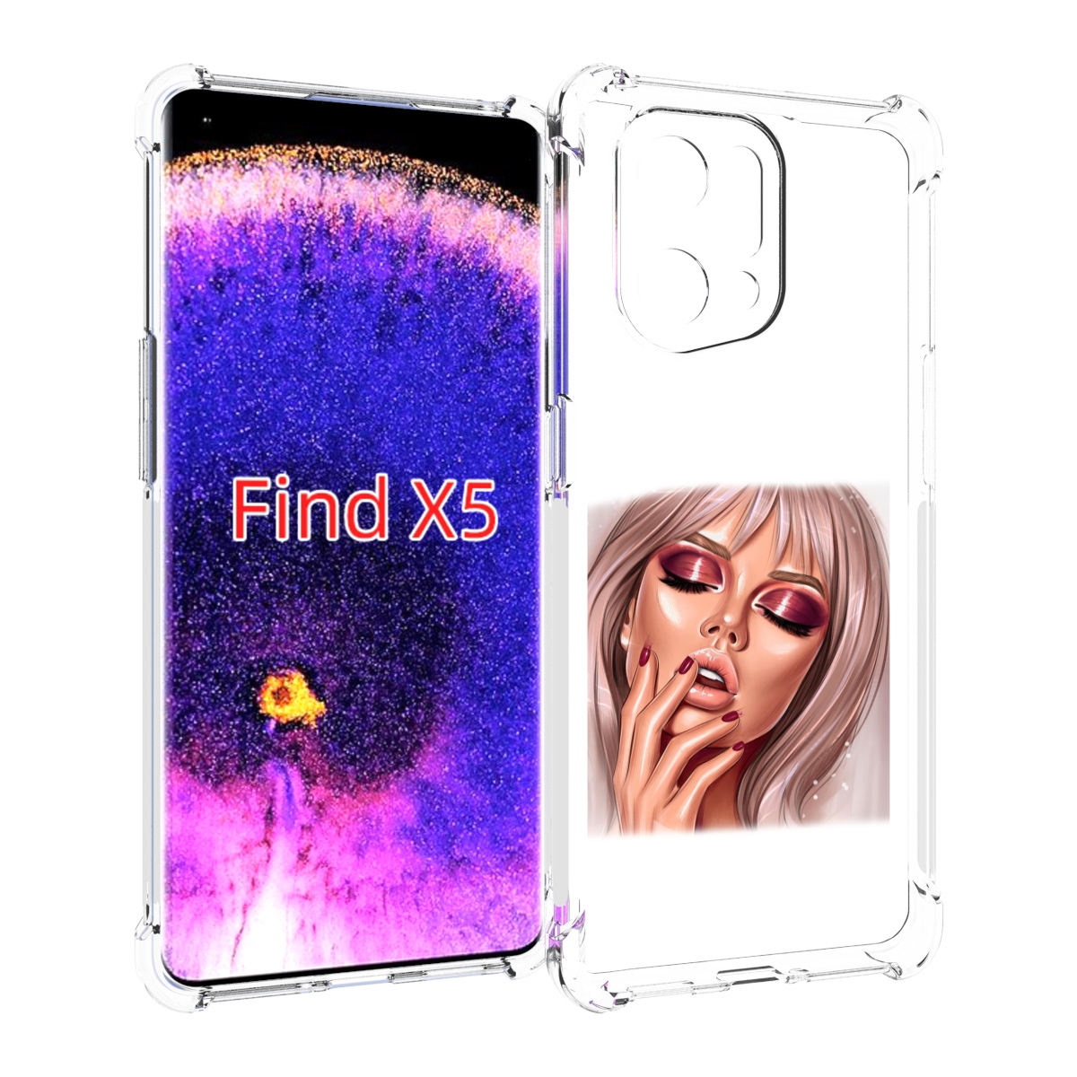 

Чехол MyPads красивый-портрет-девушки женский для Oppo Find X5, Прозрачный, Tocco