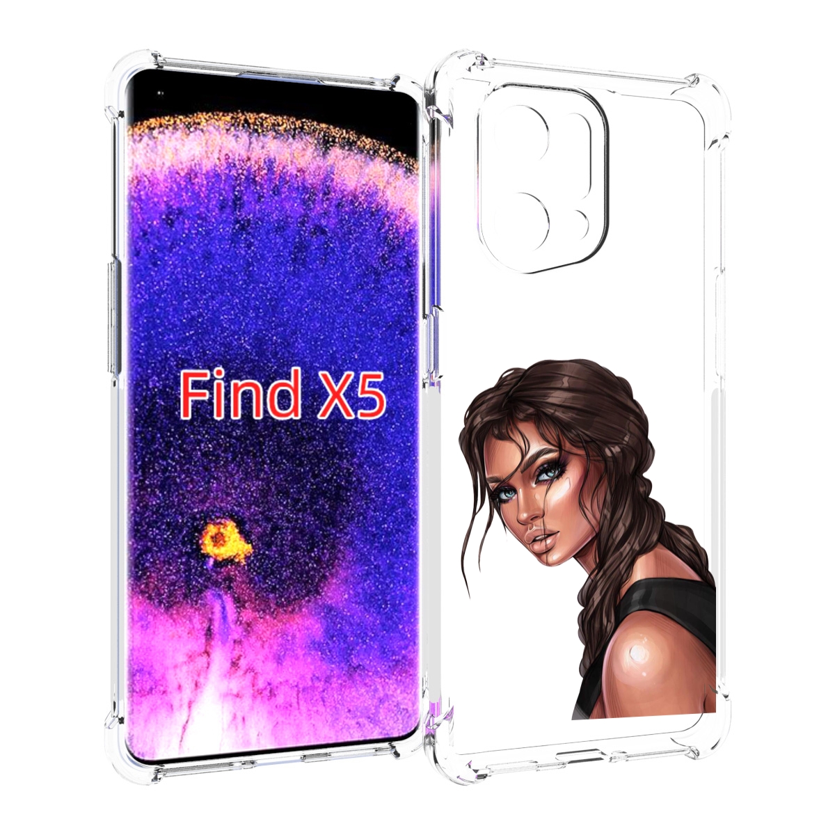 Чехол MyPads красивая-девушка-в-черной-майке женский для Oppo Find X5