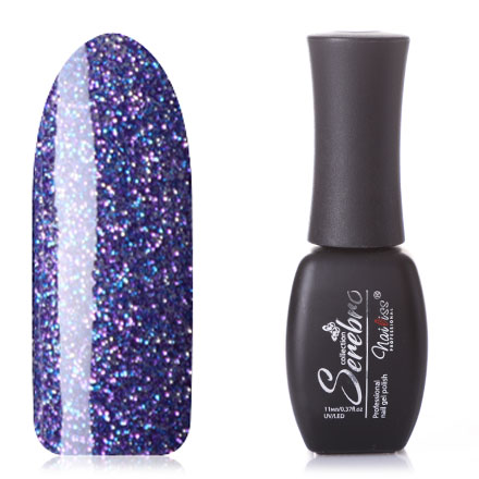 Гель-лак для ногтей Serebro с блестками Glitter Flash светоотражающий, фиолетовый, 11 мл