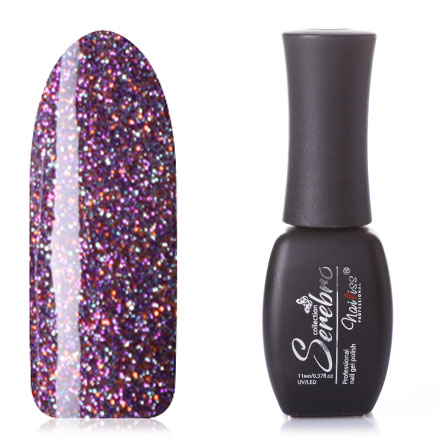 Гель-лак для ногтей Serebro с блестками Glitter Flash светоотражающий, фиолетовый, 11 мл