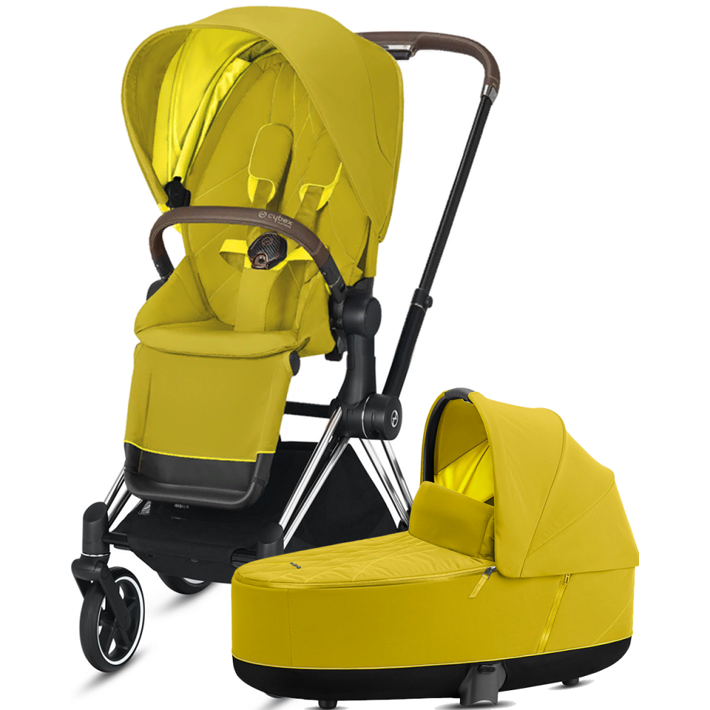 Коляска 2в1 Cybex Priam III Mustard Yellow, шасси chrome/brown