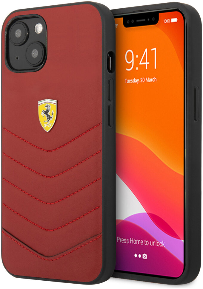 фото Чехол cg mobile ferrari off-track genuine leather quilted hard для iphone 13 mini