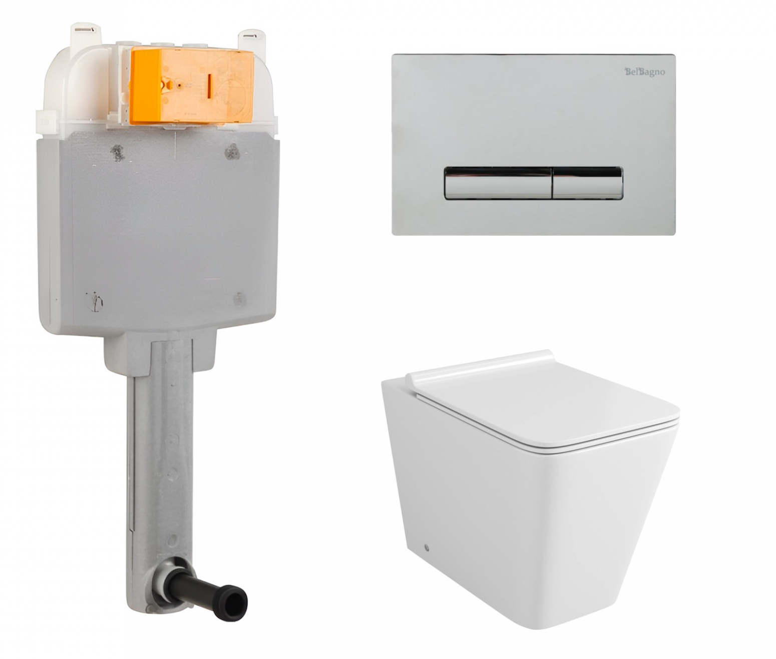 

Комплект: смывной бачок BelBagno + унитаз Grossman GR-PR4414S с кнопкой хром, 539485