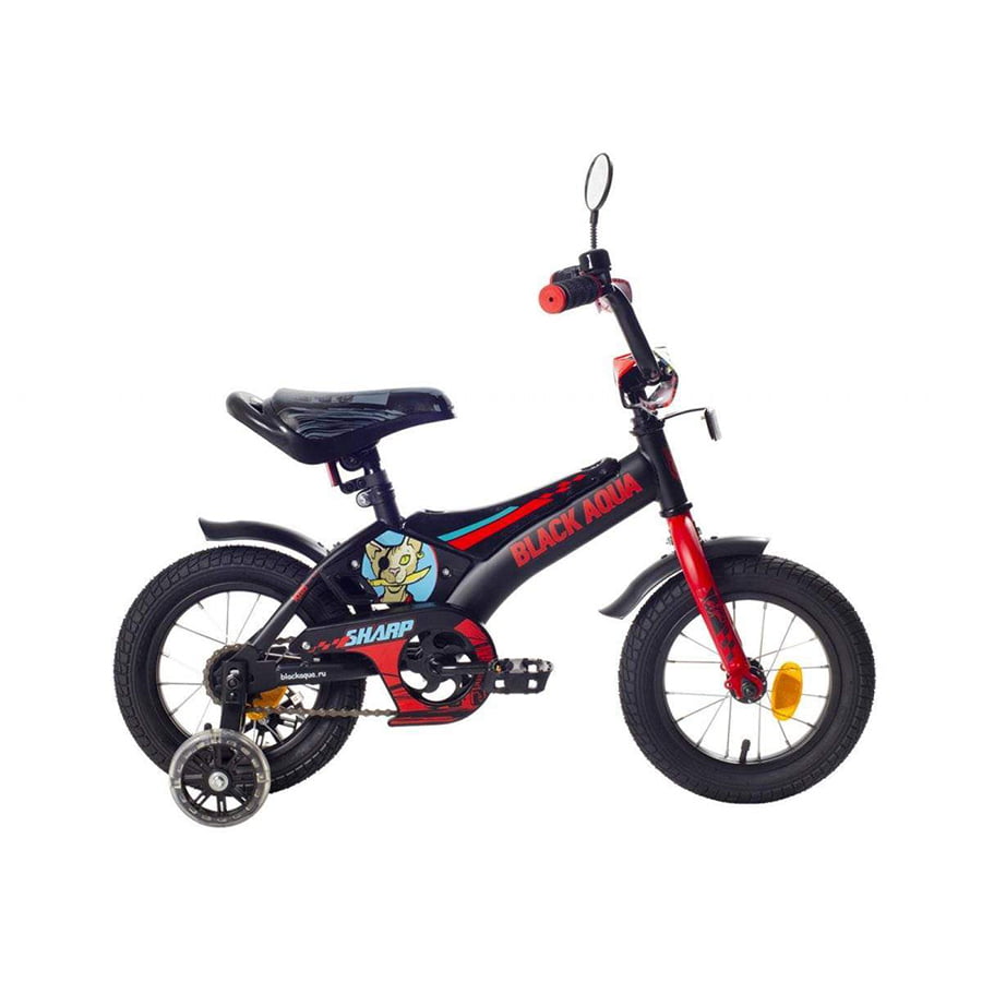 

Велосипед Black Aqua 12" Sharp, со светящимися колесами, KG1210, черно-красный