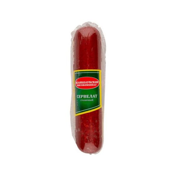

Колбаса полукопченая Великолукский мясокомбинат Сервелат Столичный +-850 г