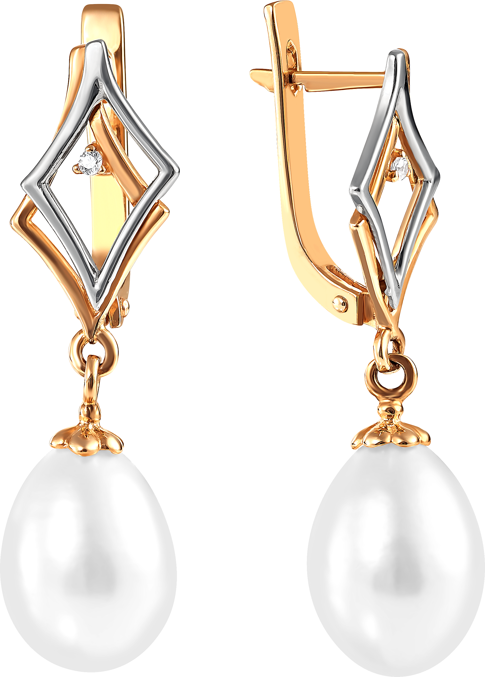 

Серьги женские из золота Примаэксклюзив СЛ8113, жемчуг/фианит, СЛ8113