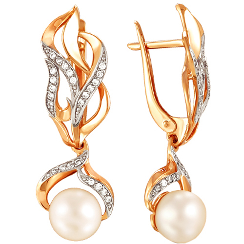 

Серьги женские из золота Примаэксклюзив 290-1-450Р, жемчуг/фианит, 290-1-450Р