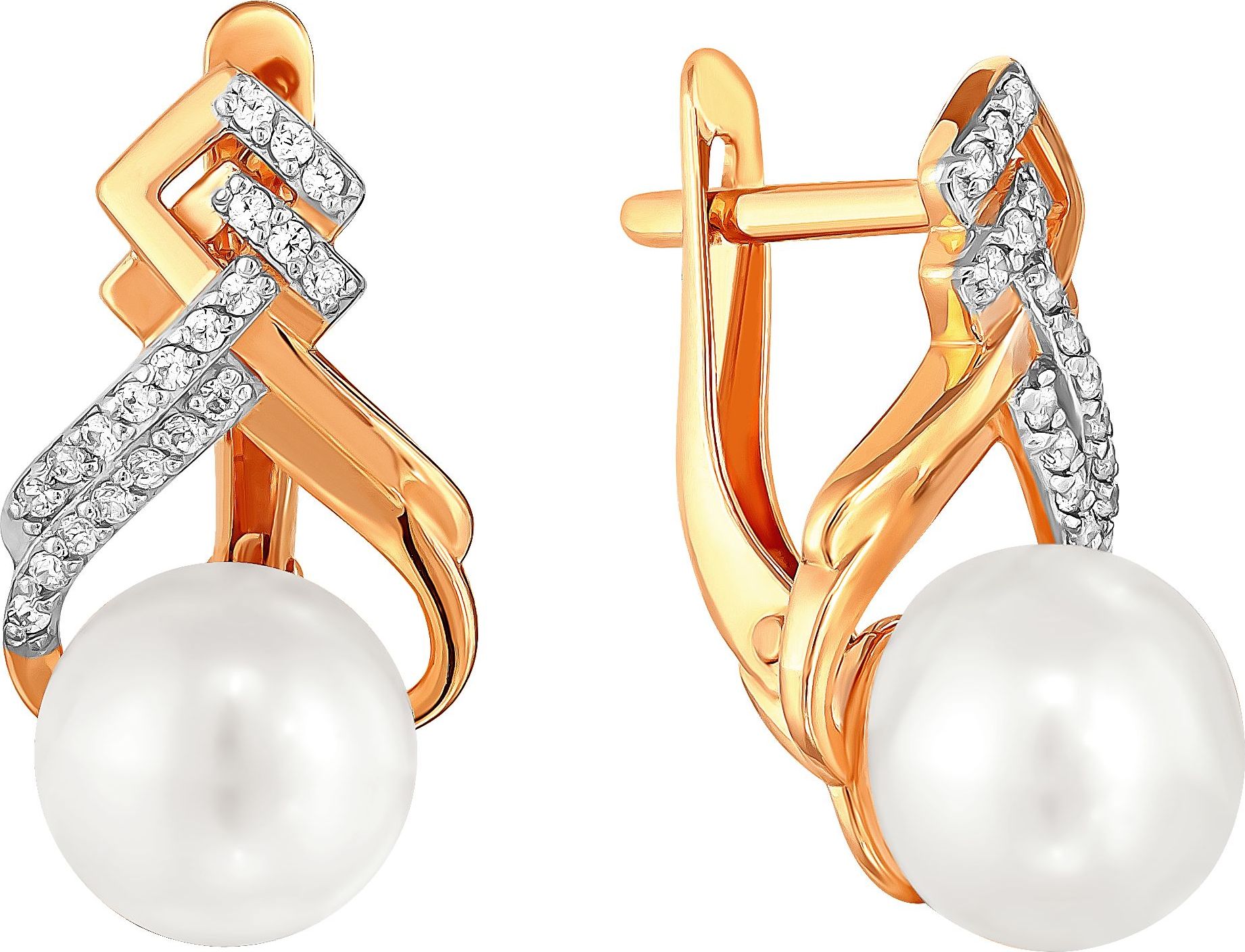 

Серьги женские из золота Примаэксклюзив 290-1-821Р, жемчуг/фианит, 290-1-821Р