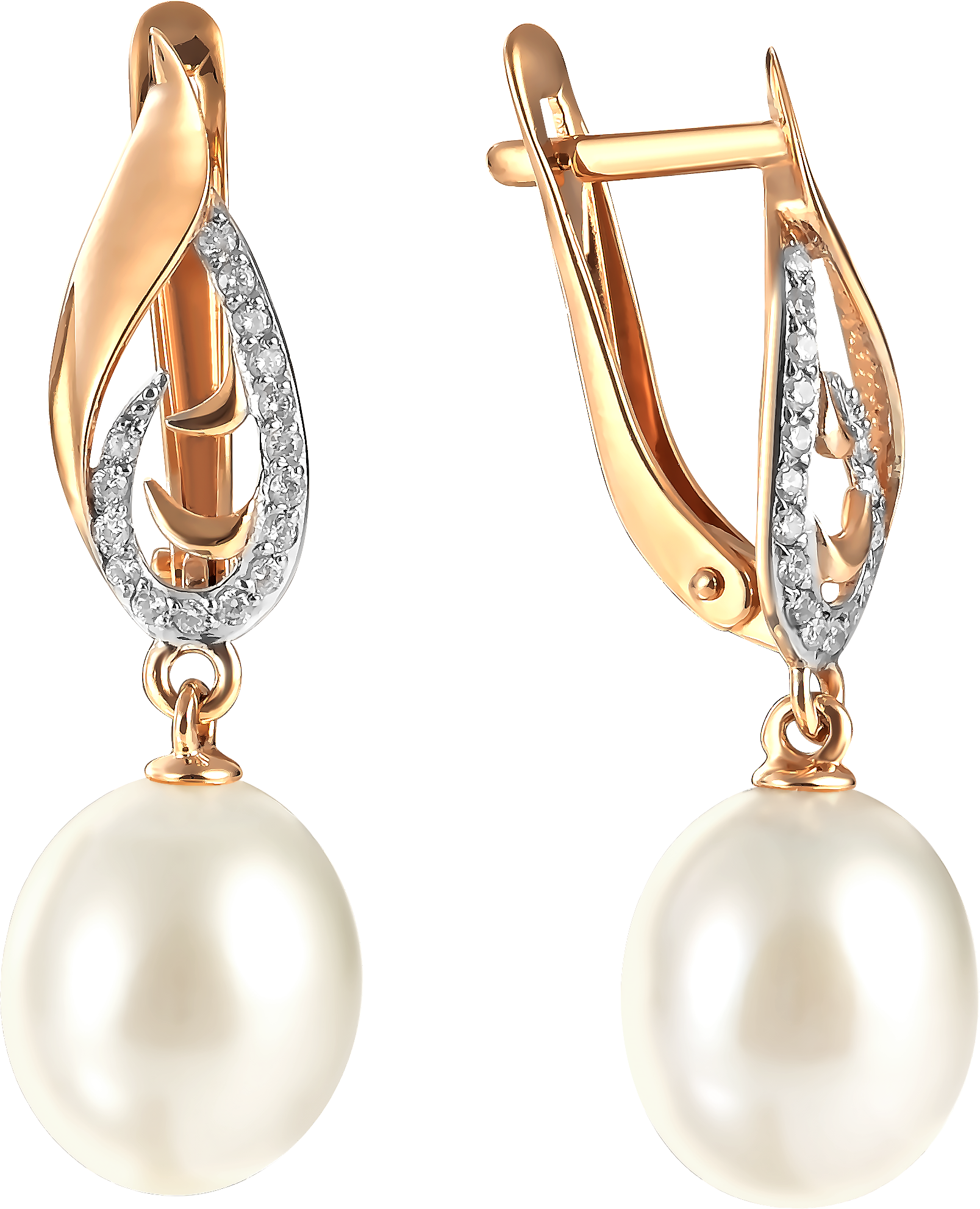 

Серьги женские из золота Примаэксклюзив 290-1-992Р, жемчуг/фианит, 290-1-992Р