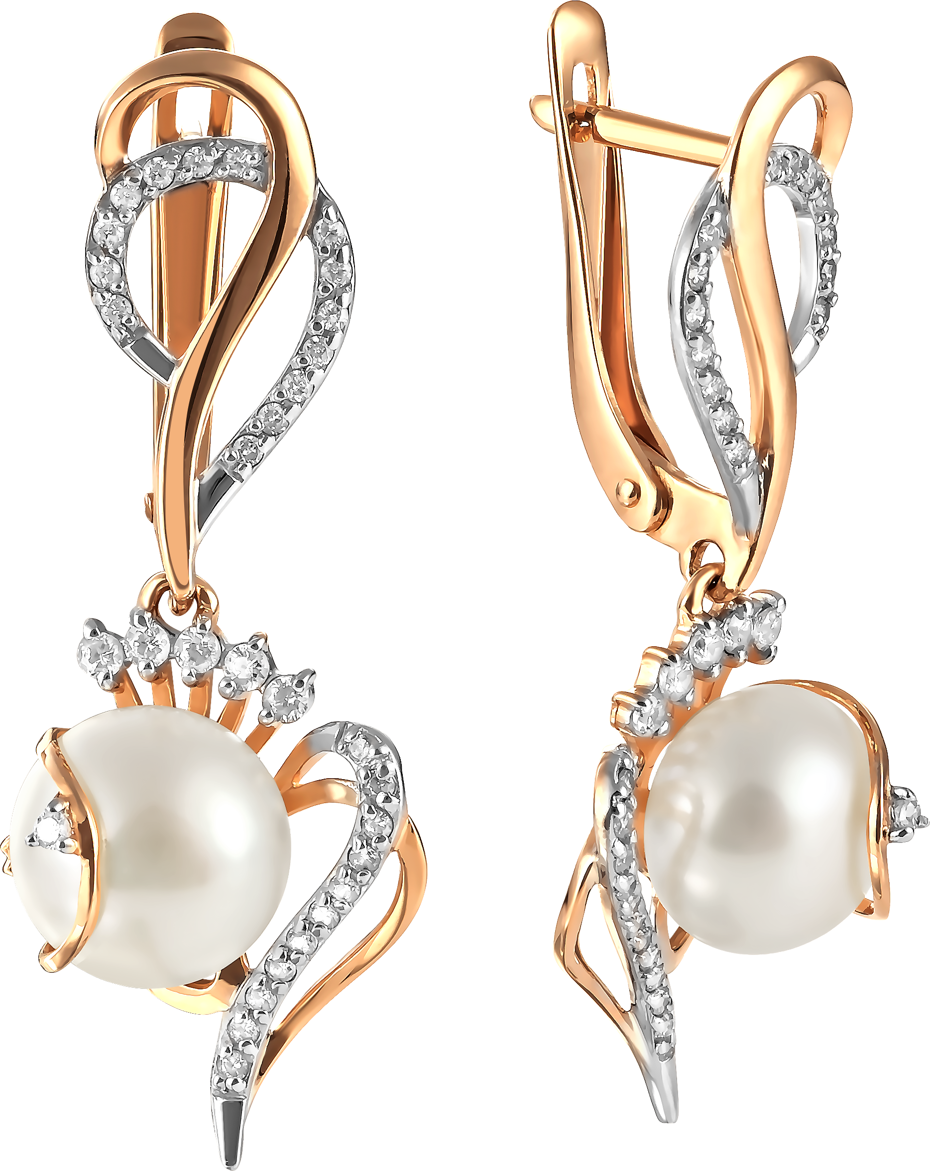 

Серьги женские из золота Примаэксклюзив 290-1-990Р, жемчуг/фианит, 290-1-990Р